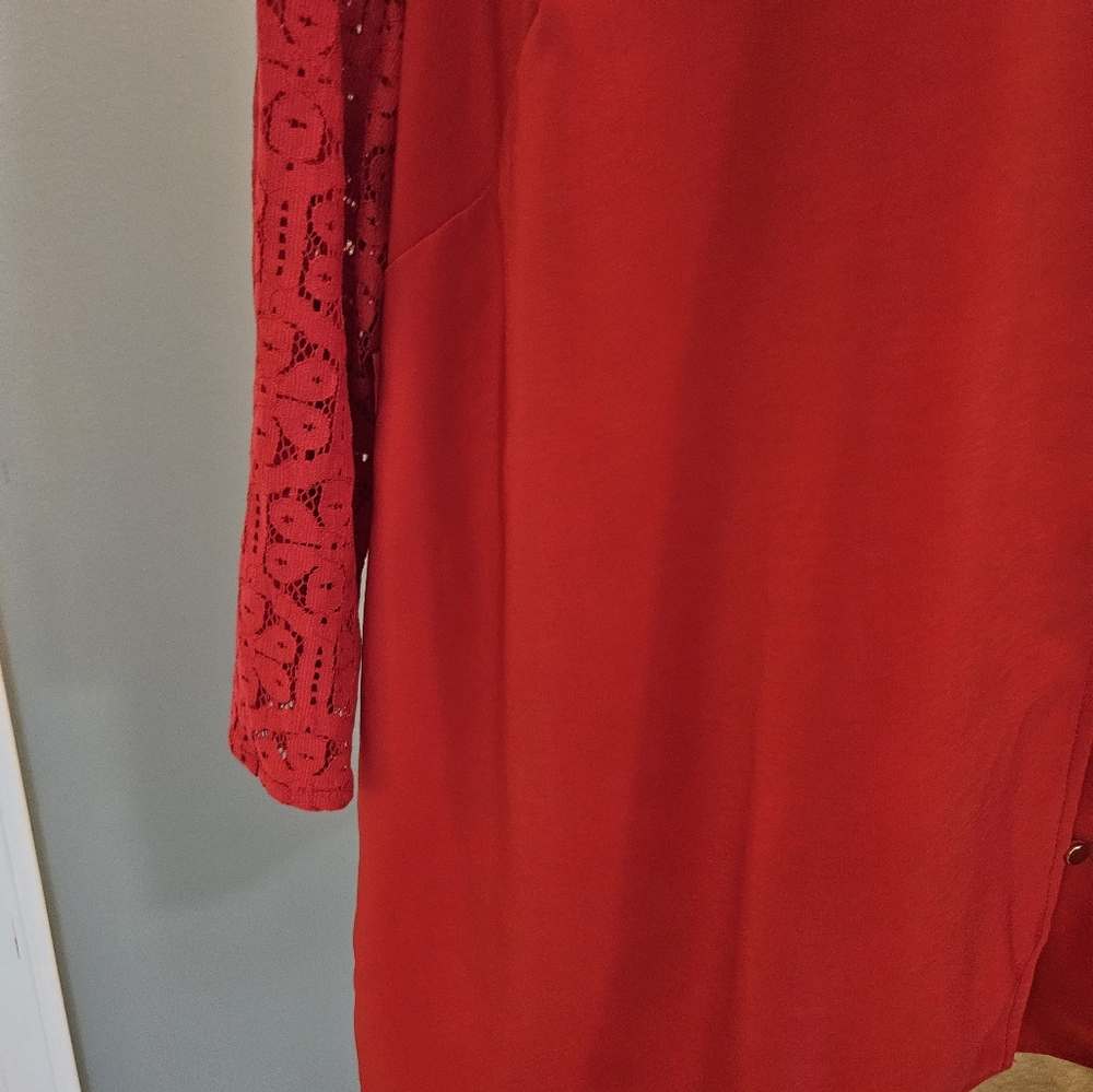 The Limited Red Lace Sleeve Blouse Women's Size 2x New With Tags - Picture 9 of 14